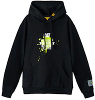 CAT Caterpillar Black Hoodie with Green Splash and Fluorescent Accents - CJ3SWP26071C09 CAT Caterpillar Black Hoodie with Green Splash and Fluorescent Accents - CJ3SWP26071C09