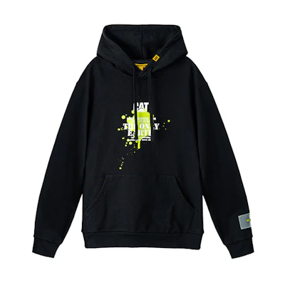 CAT Caterpillar Black Hoodie with Green Splash and Fluorescent Accents - CJ3SWP26071C09