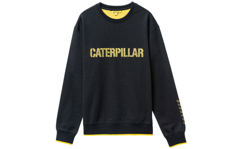CAT Caterpillar Black Logo Print Pullover Fleece Sweatshirt CI3SWN28391C09
