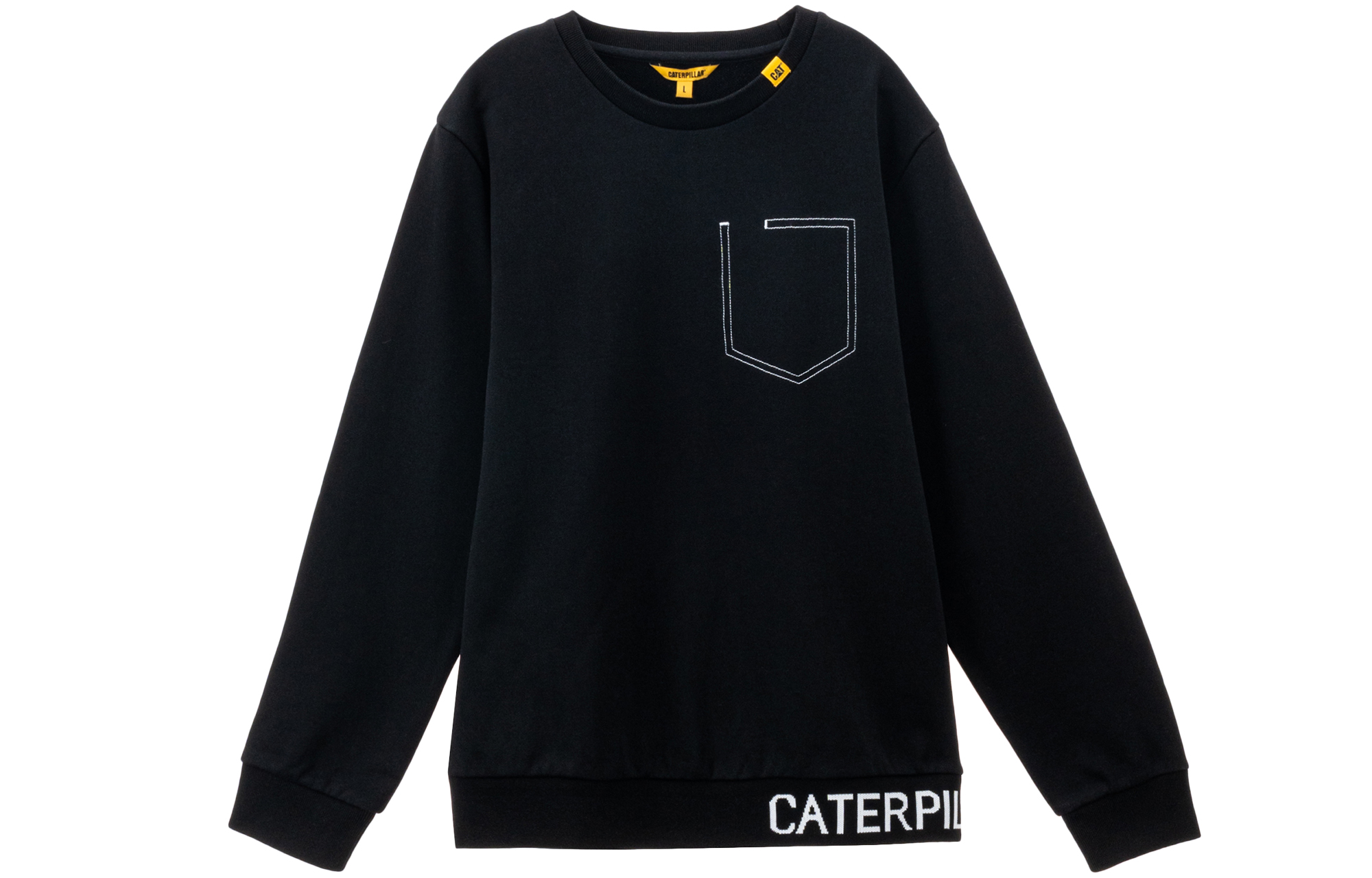 CAT Caterpillar Color-Block Crewneck Sweatshirt Unisex Black CJ3SWP25311
