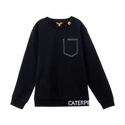 CAT Caterpillar Color-Block Crewneck Sweatshirt Unisex Black CJ3SWP25311