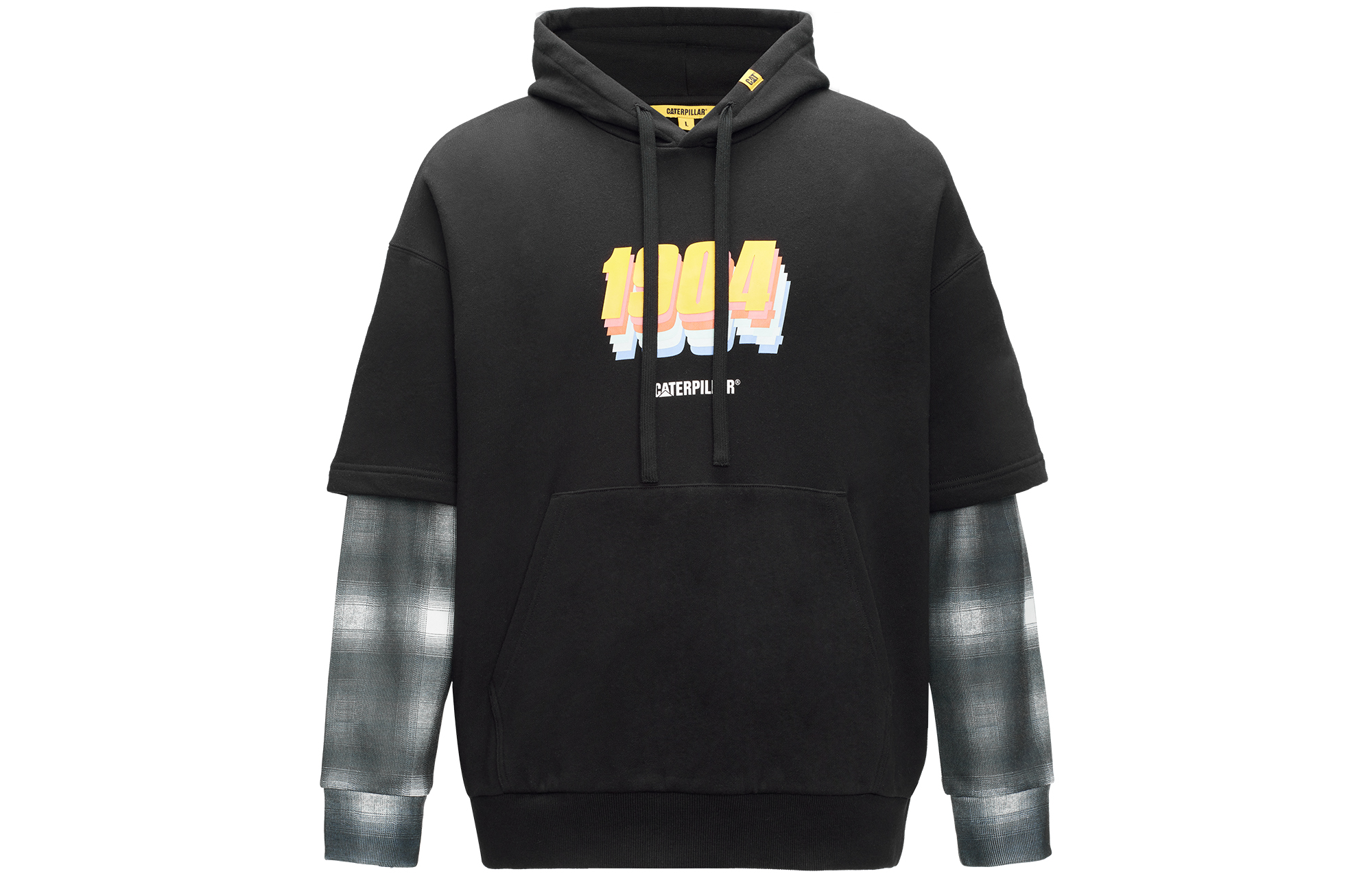 CAT Caterpillar Double-Layer Hoodie Black Unisex Casual CK4SWQ26271