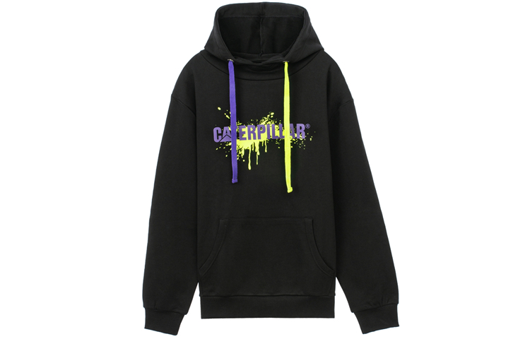 CAT Caterpillar Dual-Tone Logo Print Hoodie Unisex Black CJ1SWP16331C09