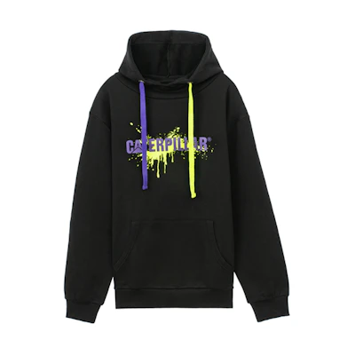 CAT Caterpillar Dual-Tone Logo Print Hoodie Unisex Black CJ1SWP16331C09