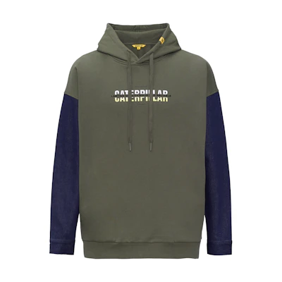 CAT Caterpillar Letter Print Colorblock Hoodie Dark Green () CK3SWQ26641
