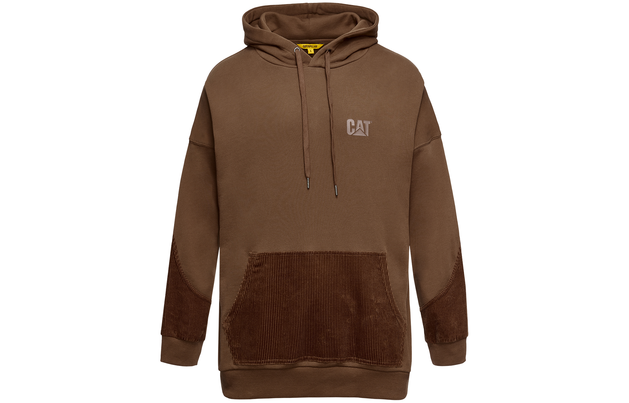 CAT Caterpillar Logo Corduroy Panel Hoodie Unisex CK3SWQD2061