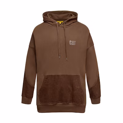 CAT Caterpillar Logo Corduroy Panel Hoodie Unisex CK3SWQD2061