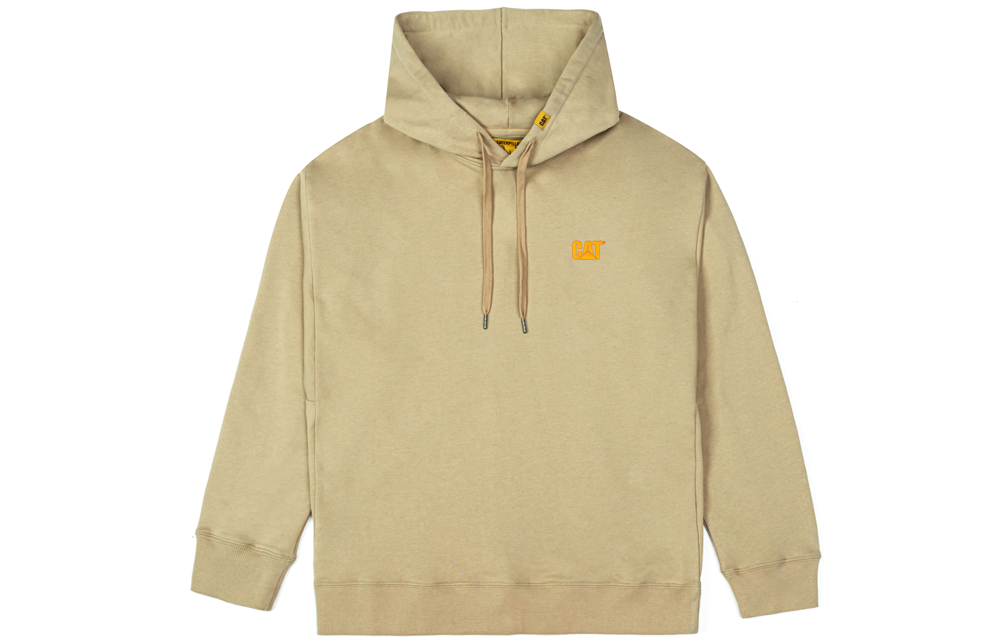 CAT Caterpillar Logo Hoodie Drawstring Unisex Light Khaki CK1SWQ11211