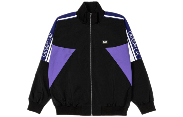 CAT Caterpillar Logo Patch Colorblock Flight Jacket - Black CK1JAQ12011C09