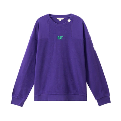 CAT Caterpillar Logo Patchwork Pullover Sweatshirt Purple () CK1SWQ11041C65