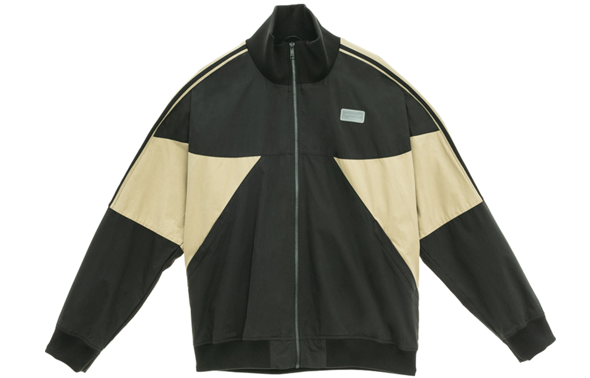 CAT Caterpillar Logo Patchwork Zip-Up Jacket Unisex - Black CJ1JAP12261