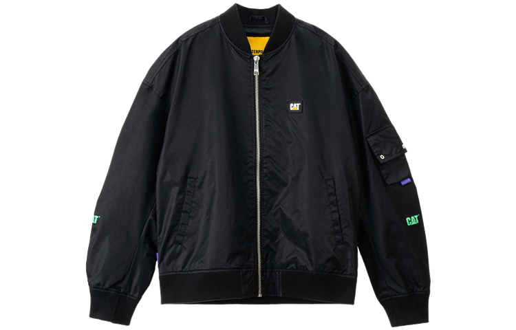 CAT Caterpillar Logo Slim Fit Flight Zip Jacket Black CK1JAQ12001C09