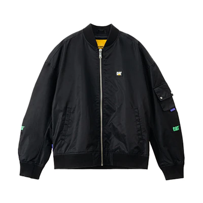 CAT Caterpillar Logo Slim Fit Flight Zip Jacket Black CK1JAQ12001C09