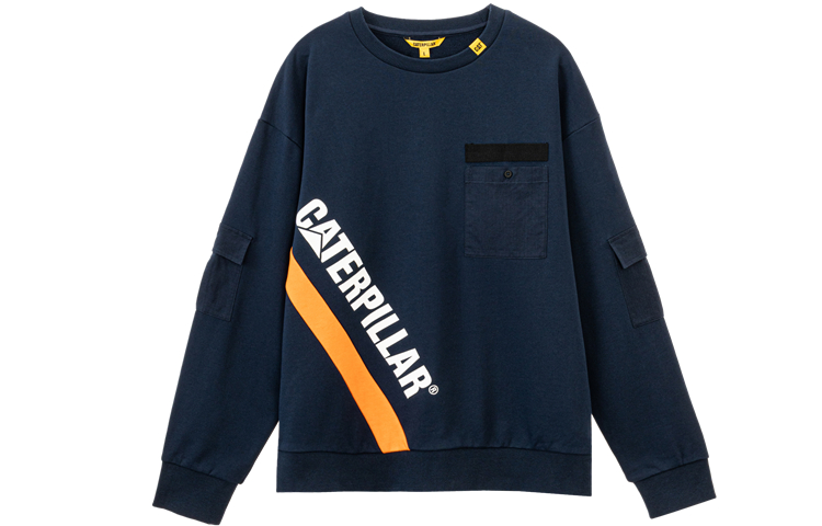 CAT Caterpillar Loose-Fit Colorblock Logo Sweatshirt Navy Blue CJ3SWP25181C99