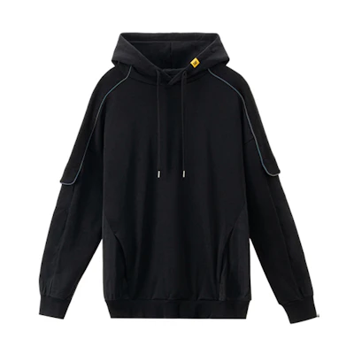 CAT Caterpillar Oversized Patchwork Hoodie Black CK1SWQ11031C09