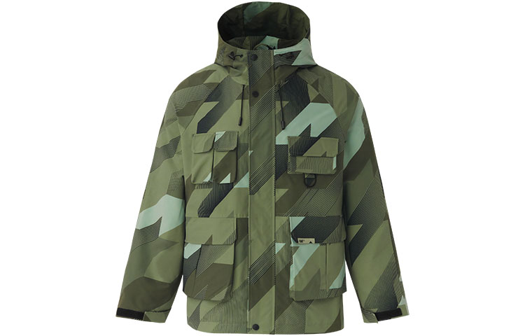 CAT Caterpillar SS23 Camouflage Hooded Jacket Unisex Green CM1JAT17021