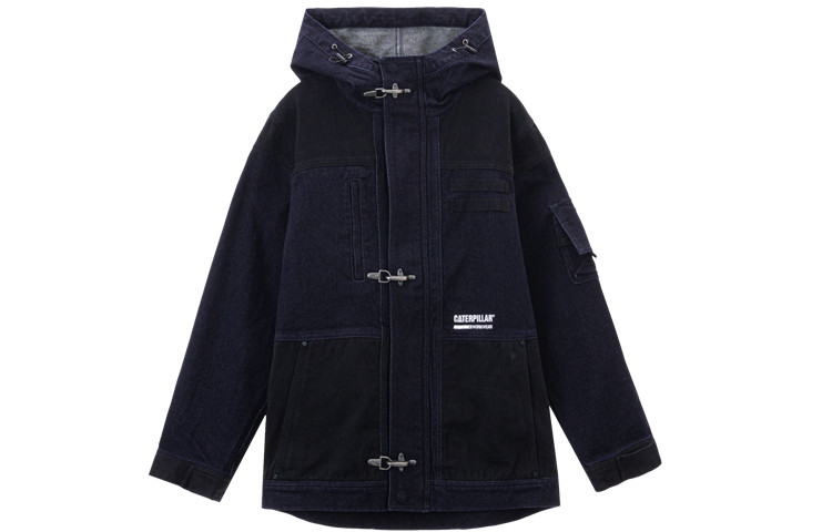 CAT Caterpillar Washed Denim Patchwork Jacket - Dark Blue CJ3JAP23141C78