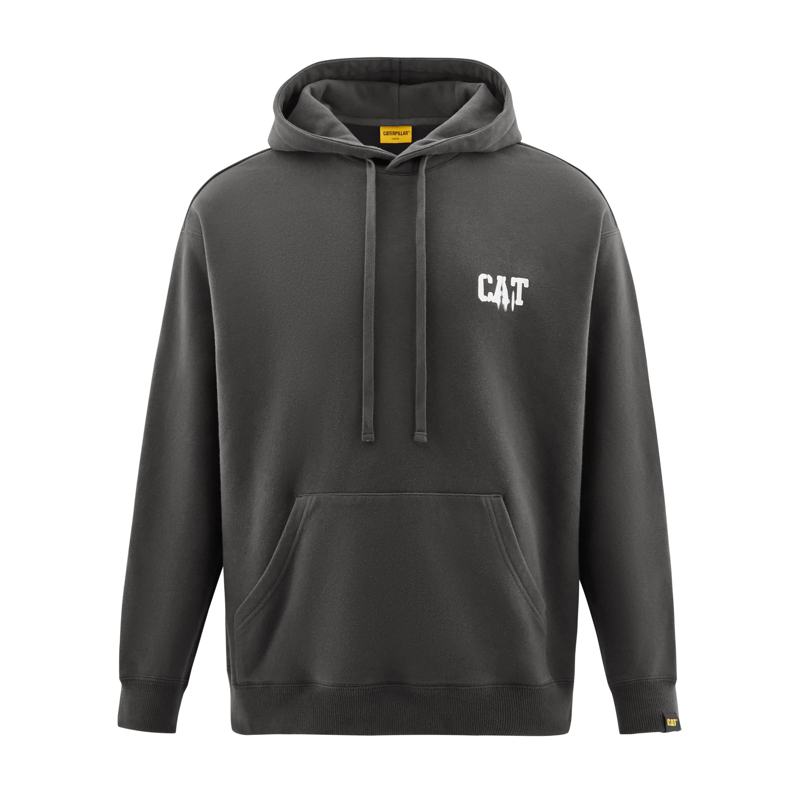 CAT Chinese Dragon Letter Graphic Hoodie Thickened Dark Gray CM3SWT48051