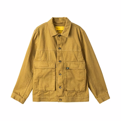 CAT Classic Herringbone Canvas Workwear Jacket for Men in Light Khaki CJ3JAP22081C12
