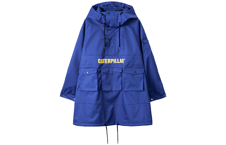 CAT Classic Logo Print Multi-Pocket Long Jacket Unisex - Indigo Blue CJ3WCP25021C79