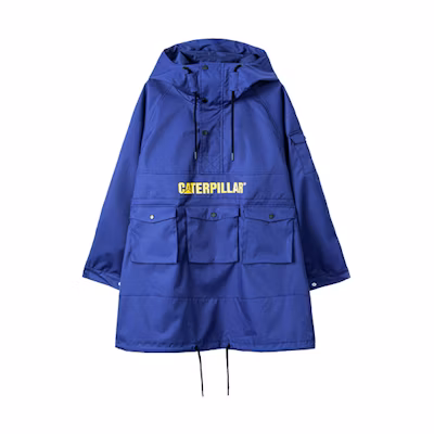 CAT Classic Logo Print Multi-Pocket Long Jacket Unisex - Indigo Blue CJ3WCP25021C79
