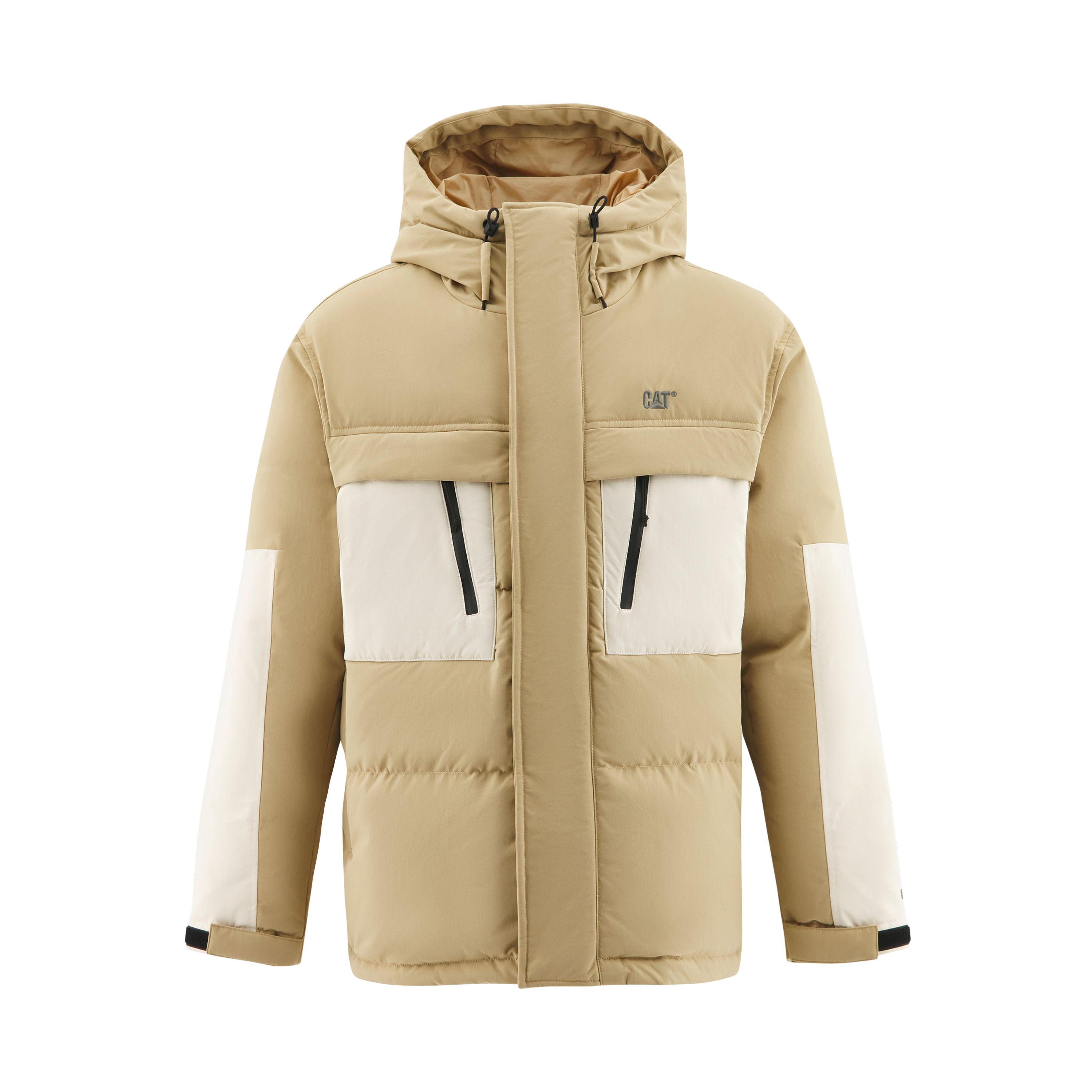 CAT Embroidered Logo Casual Hooded Zip Down Jacket for Men. CM3DWT41071