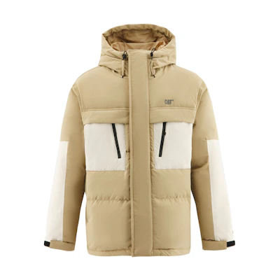 CAT Embroidered Logo Casual Hooded Zip Down Jacket for Men. CM3DWT41071
