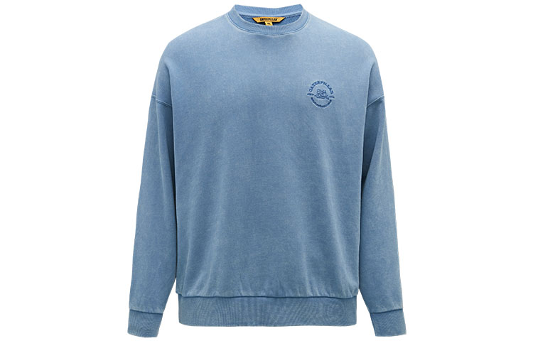 CAT FW22 Casual Graphic Workwear Embroidered Loose-Fit Pullover Sweatshirt Gray Blue CL3SWFD1041