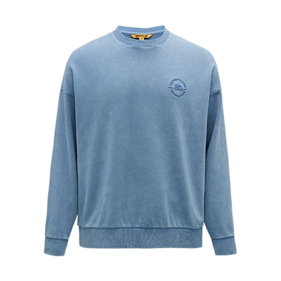 CAT FW22 Casual Graphic Workwear Embroidered Loose-Fit Pullover Sweatshirt Gray Blue CL3SWFD1041