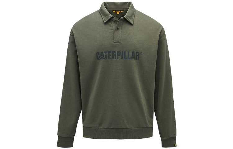 CAT FW22 Logo Solid Polo Sweatshirt Dark Green Unisex CL3SWS35101