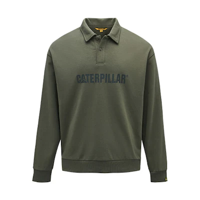 CAT FW22 Logo Solid Polo Sweatshirt Dark Green Unisex CL3SWS35101