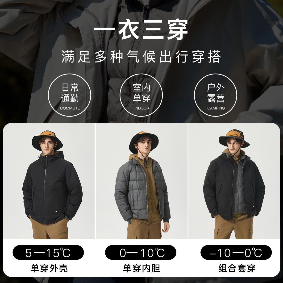 Details for CAT FW24 Jaket Down Kasual Hoodie Liner Lepas. CN3DWU49981