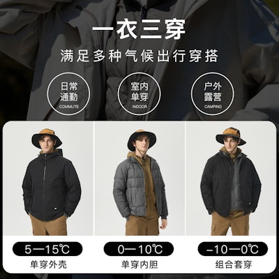 CAT FW24 Jaket Down Kasual Hoodie Liner Lepas. CN3DWU49981 Details for CAT FW24 Jaket Down Kasual Hoodie Liner Lepas. CN3DWU49981