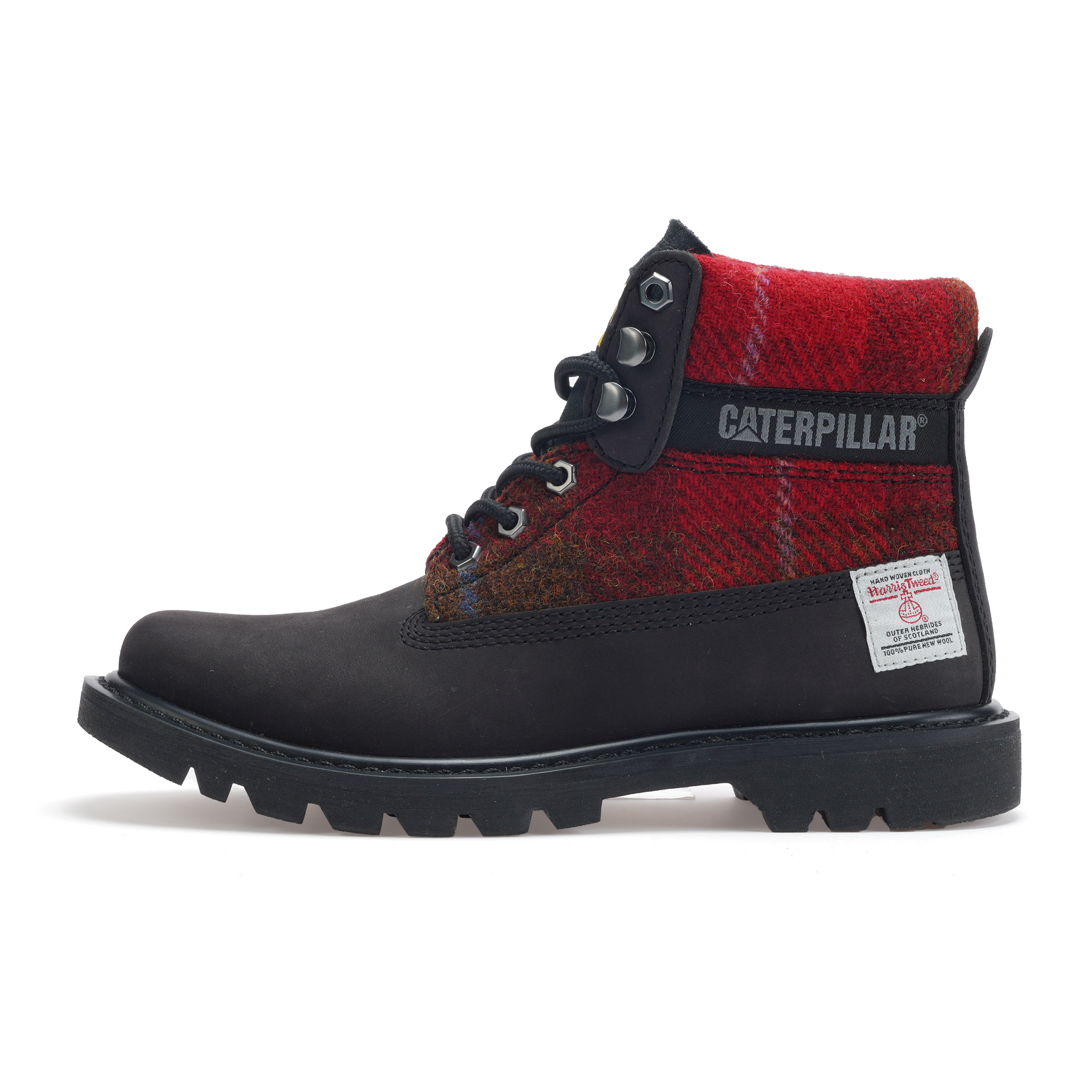 CAT Harris Tweed x Leather Boot 'Red Black' P111324M3ADC09