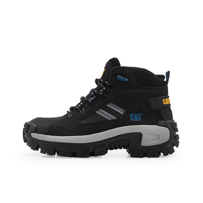 CAT Invader Mid Vent CT Black Leather High-Top Anti-Slip Boots SS23. P91664M3NDC09