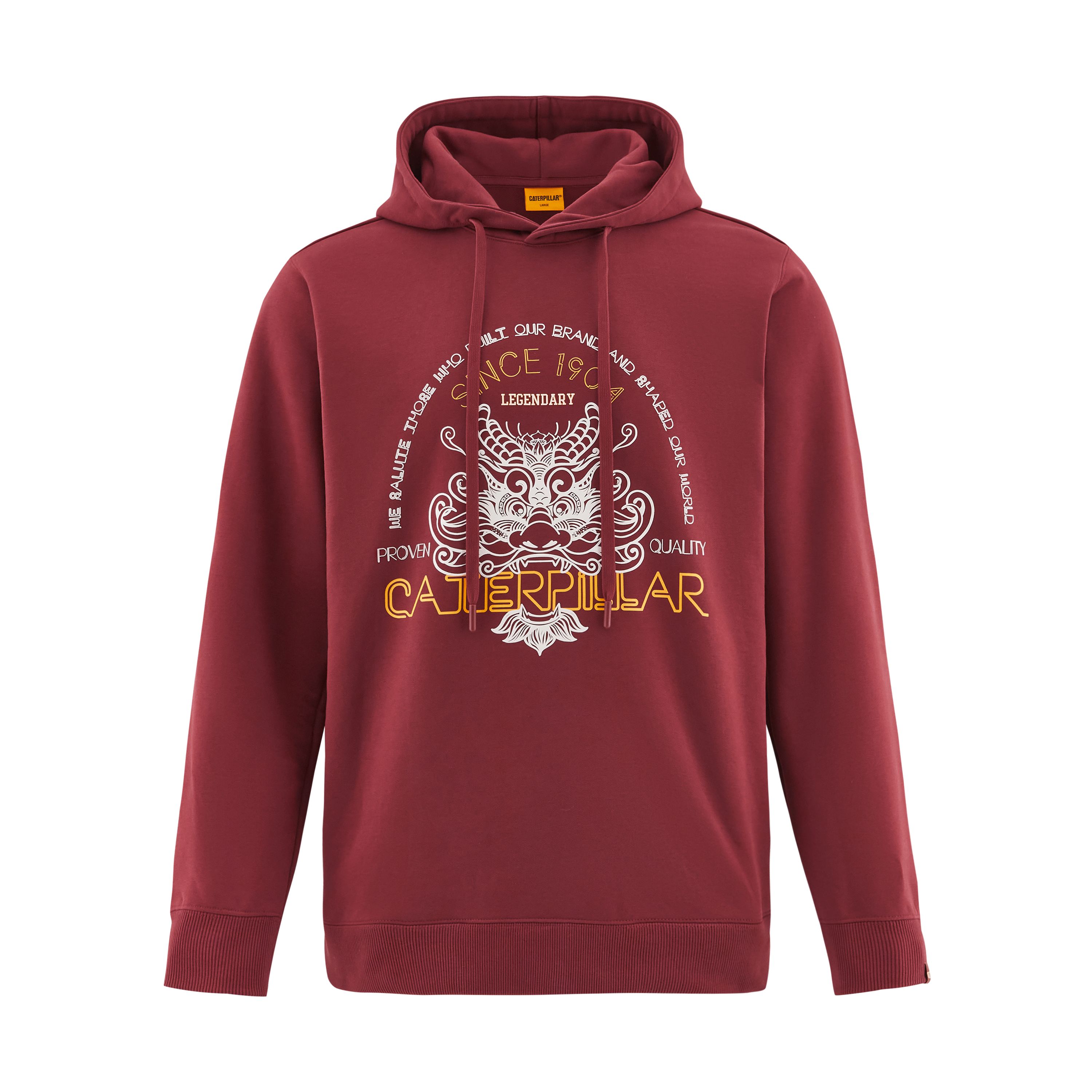 CAT Letter Print Thick Dragon Year Fun Casual Sweatshirt Dark Red () CM3SWT48061