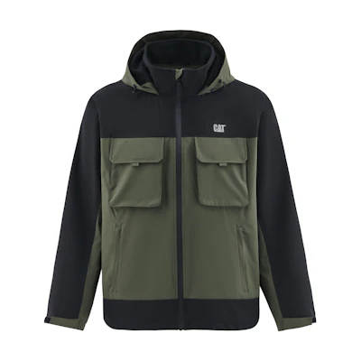 CAT Logo Multi-Pocket Colorblock Thick Jacket Green CM3JAT47051