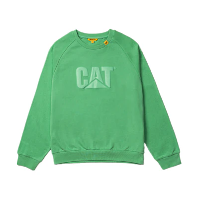 CAT Logo Print Crewneck Sweatshirt Unisex Green CK1SWQ11131C95