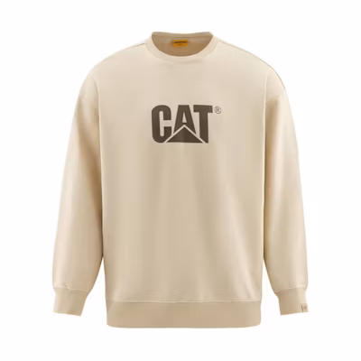 CAT Loose Fit Crewneck Printed Sweatshirt Unisex Light Khaki CM3SWT66731-Khaki