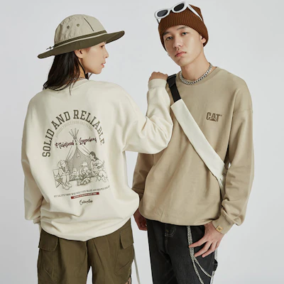 Sudadera Unisex Casual Camping Gráfica CAT Outdoor Crewneck CM3SWT48011 3