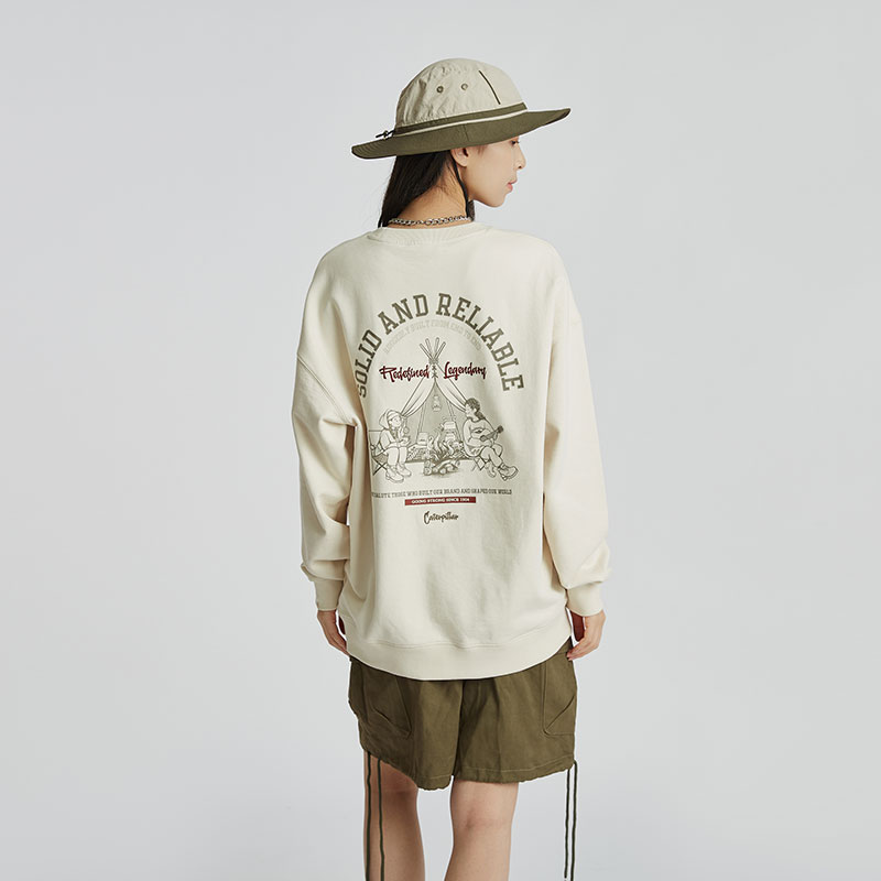 Cheap Sudadera Unisex Casual Camping Gráfica CAT Outdoor Crewneck CM3SWT48011