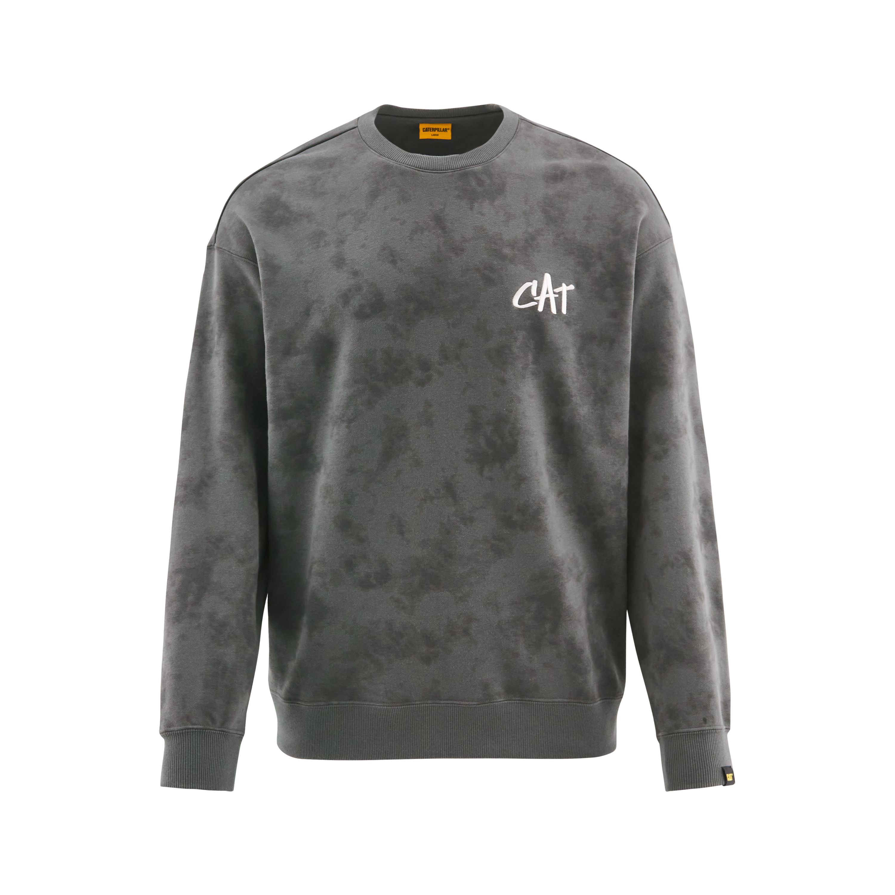 CAT Outdoor Casual Tie-Dye Embroidered Sweatshirt Deep Gray - CM3SWT45011