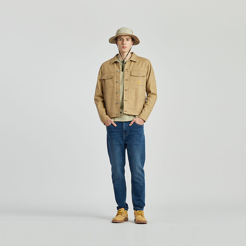 Shop CAT メンズ レトロ マルチポケット ボタンアップ 長袖カジュアルジャケット CN1JAU19061