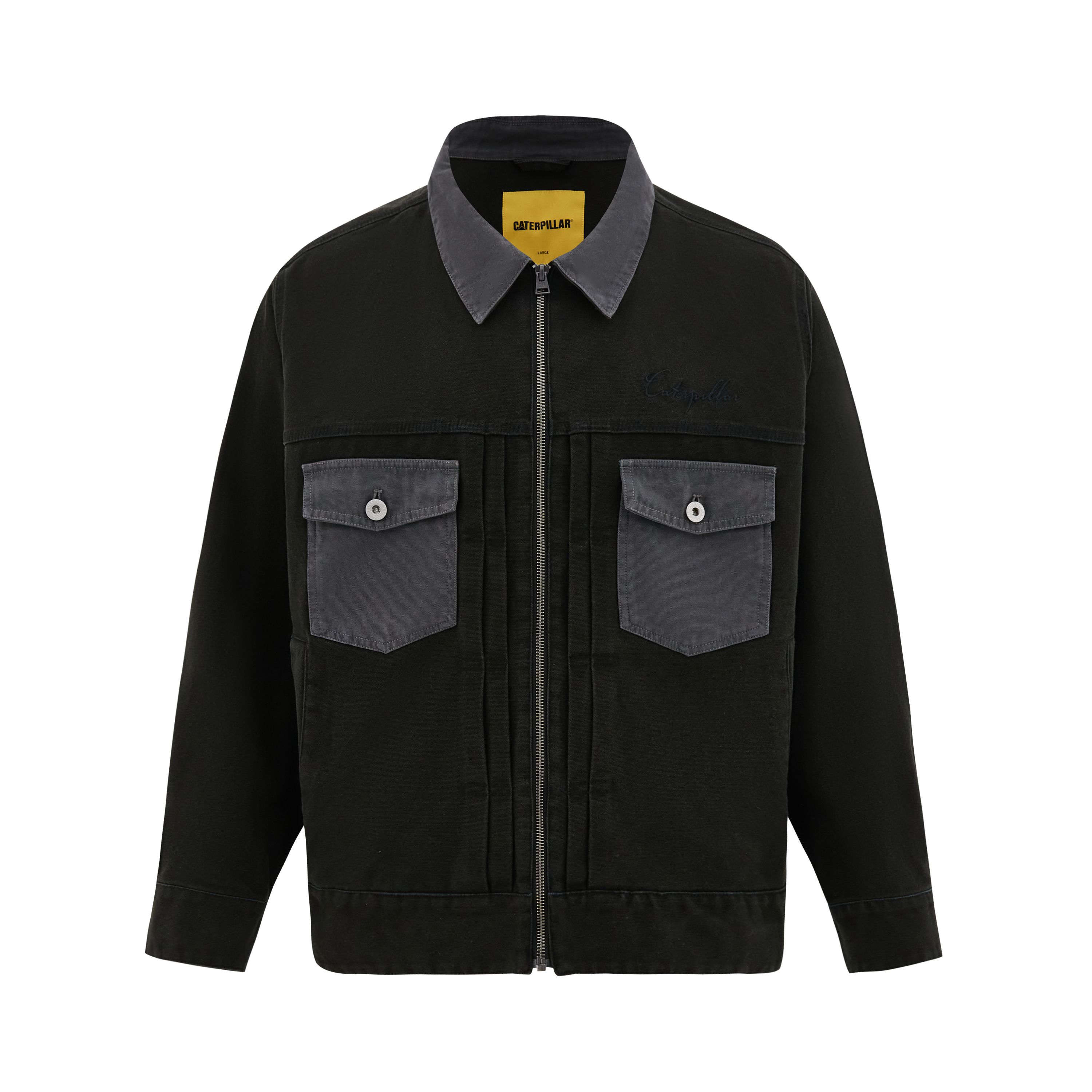 CAT SS24 Vintage Outdoor Colorblock Jacket for Men - Dark Gray Retro Design CN1JAU19081