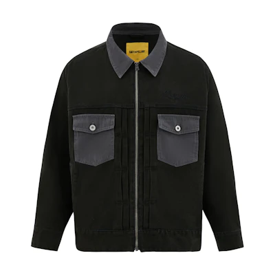 CAT SS24 Vintage Outdoor Colorblock Jacket for Men - Dark Gray Retro Design CN1JAU19081