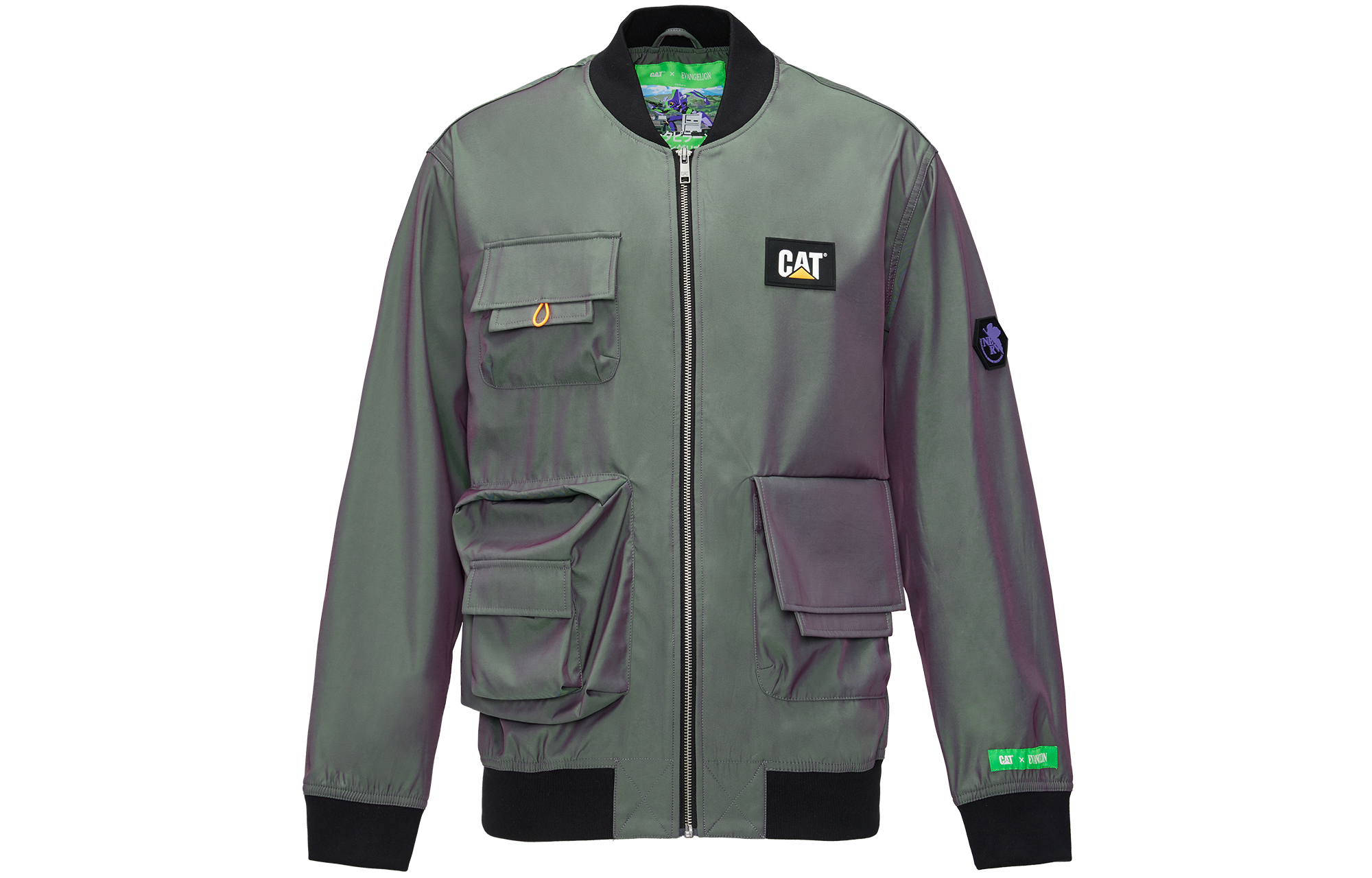 CAT EVA Collaboration Multi-Pocket Jacket Purple Green Style CK4JAQL5251