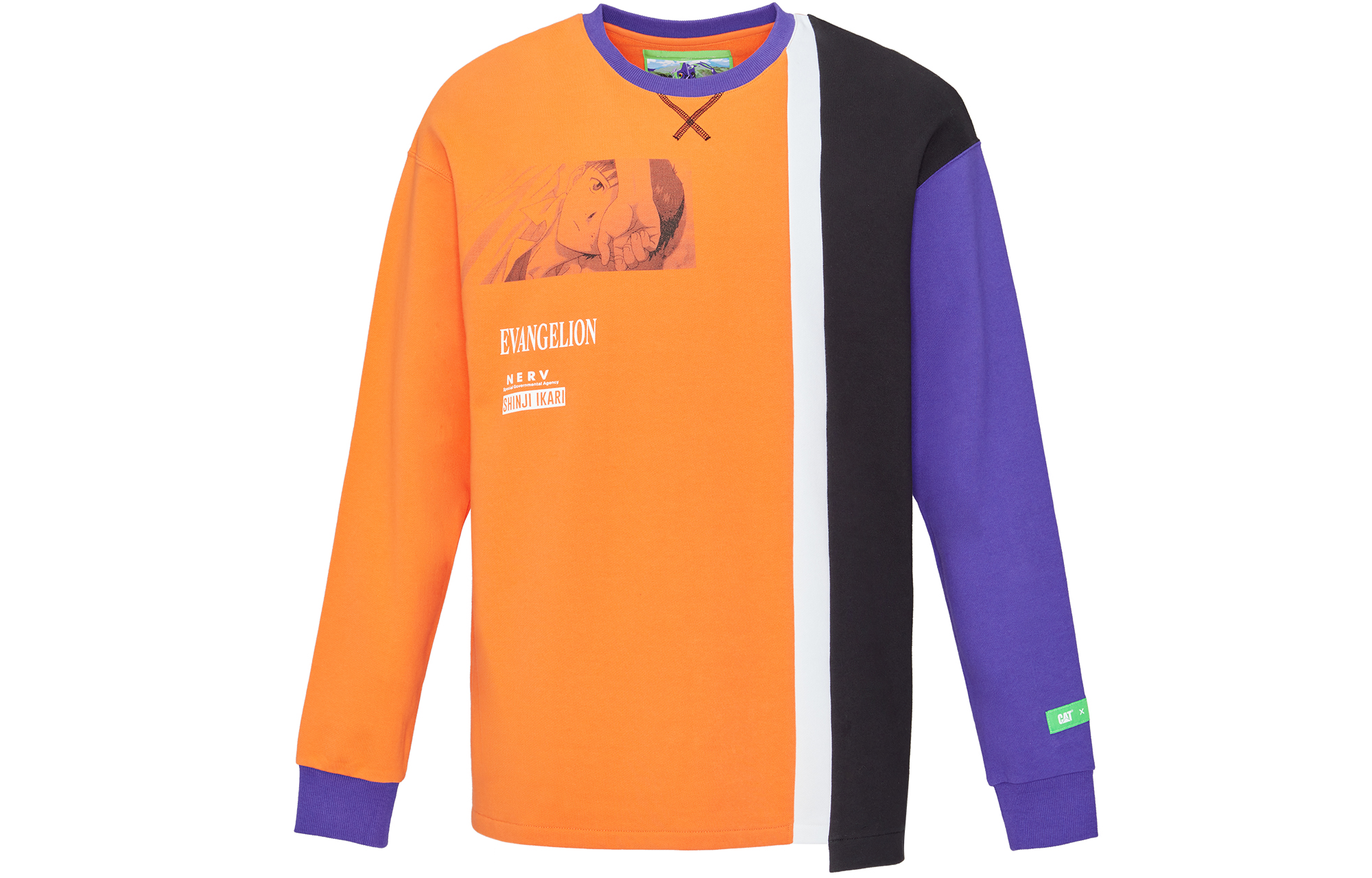 CAT EVA Letter Print Pullover Crewneck Sweatshirt Unisex Orange Gift Idea CK4SWQL5301