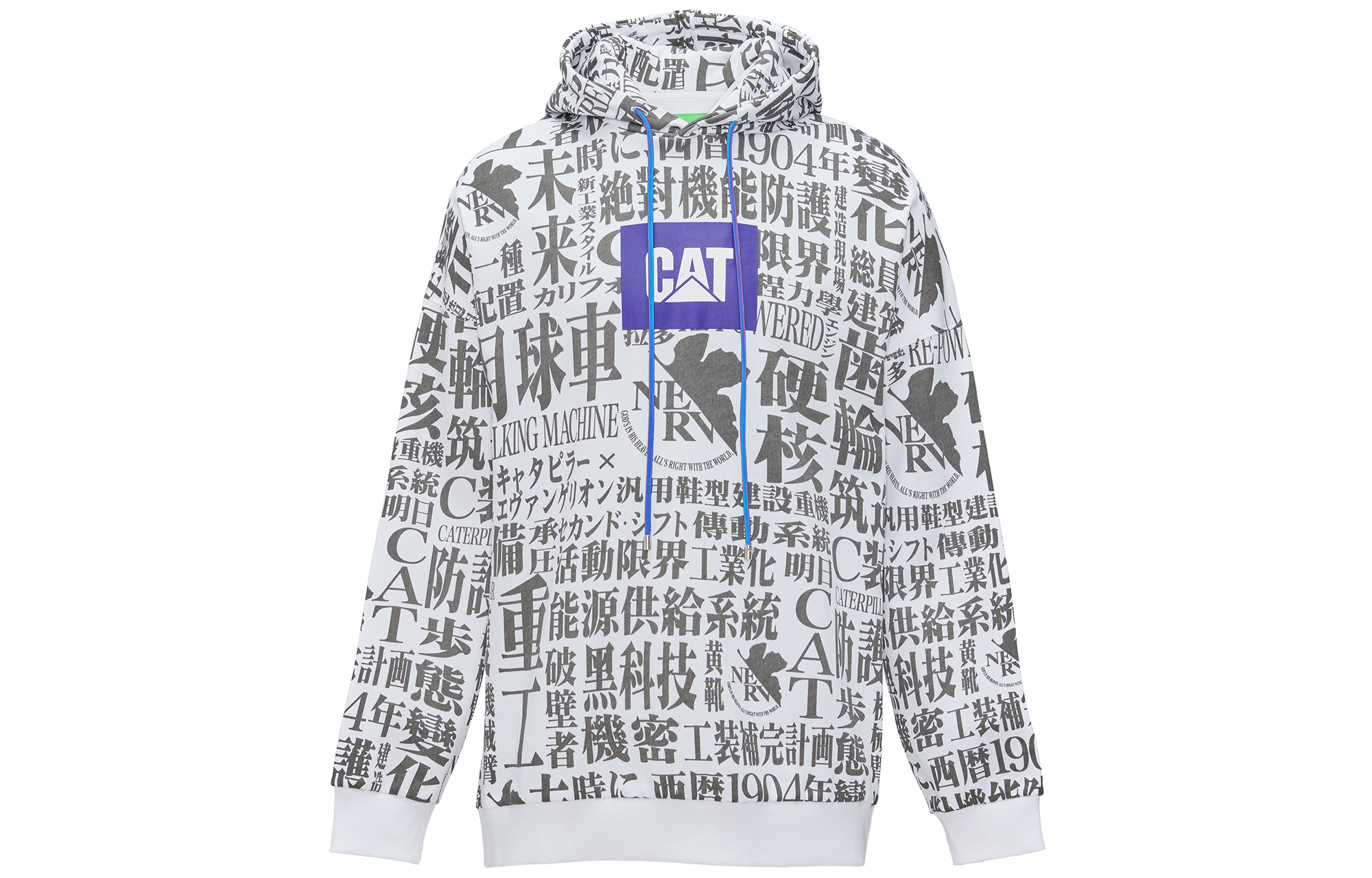 CAT EVA Printed Logo Ribbed Hoodie White Unisex Couple Style - Gift Recommended CK4SWQL5191