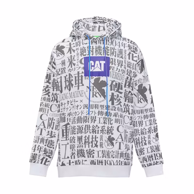 CAT EVA Printed Logo Ribbed Hoodie White Unisex Couple Style - Gift Recommended CK4SWQL5191