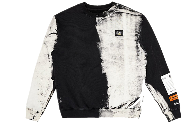 CAT Heron Preston Tie-Dye Pullover Sweatshirt Black Mens Long Sleeve Hoodie CJ3TSBA0141C09